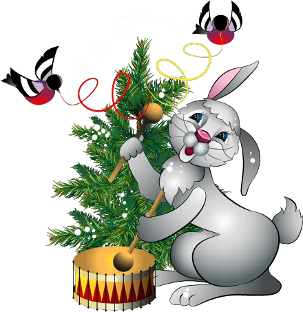 Christmas Bunny With Drum Png Clipart Christmas Bunny Christmas Bunny Png Bunny Transparent