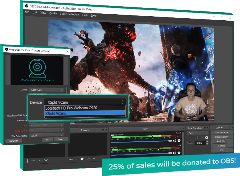 Xsplit Vcam Virtual Green Screen In Obs Devil May Cry 5 Theme Png Obs Logo Png