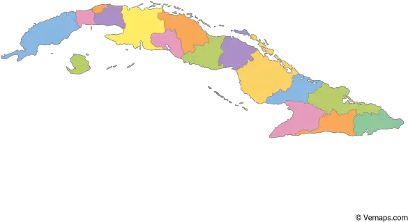 Multicolor Map Of Cuba With Provinces Mapa De Cuba Con Capital Png Cuba Flag Png