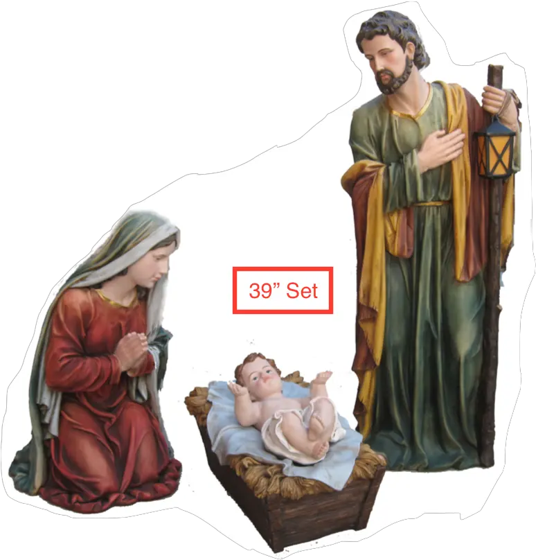 Large Scale Fiberglass Nativity Set Christian Cross Png Nativity Png