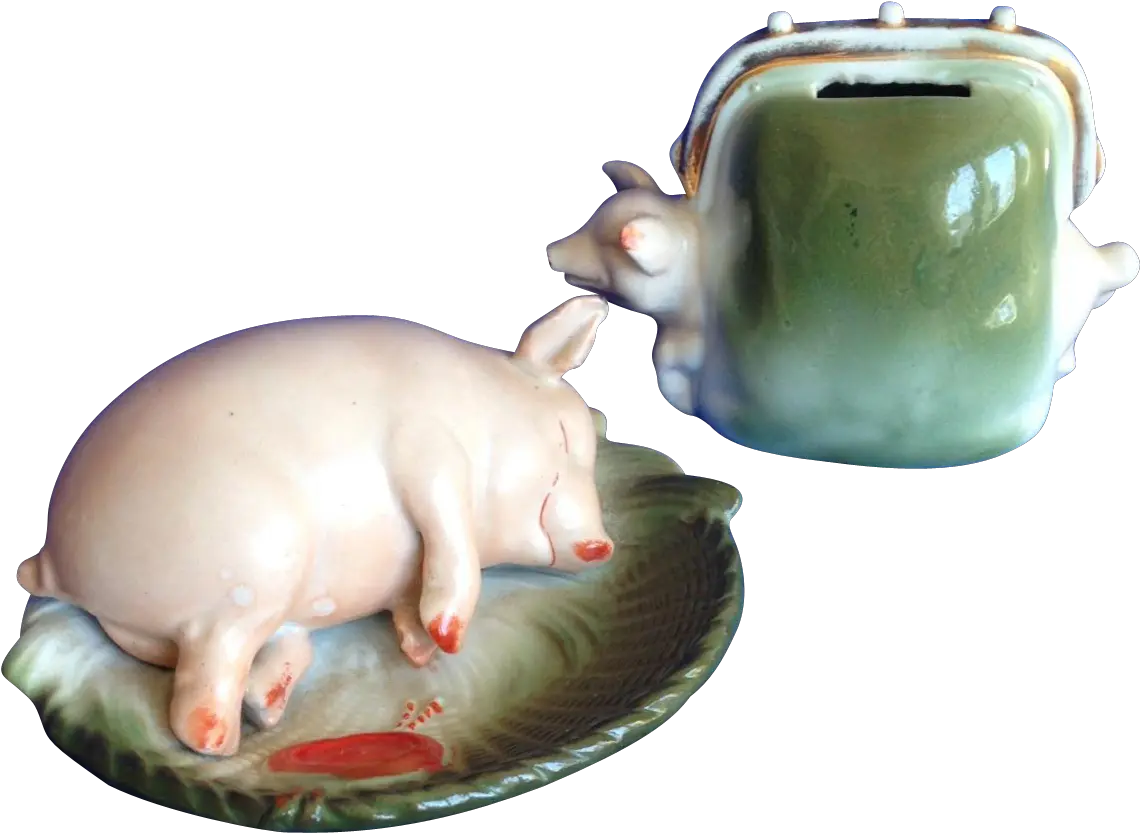 Royal Bayreuth Piggy Bank And Pig Pin Dish Domestic Pig Png Piggy Bank Transparent Background