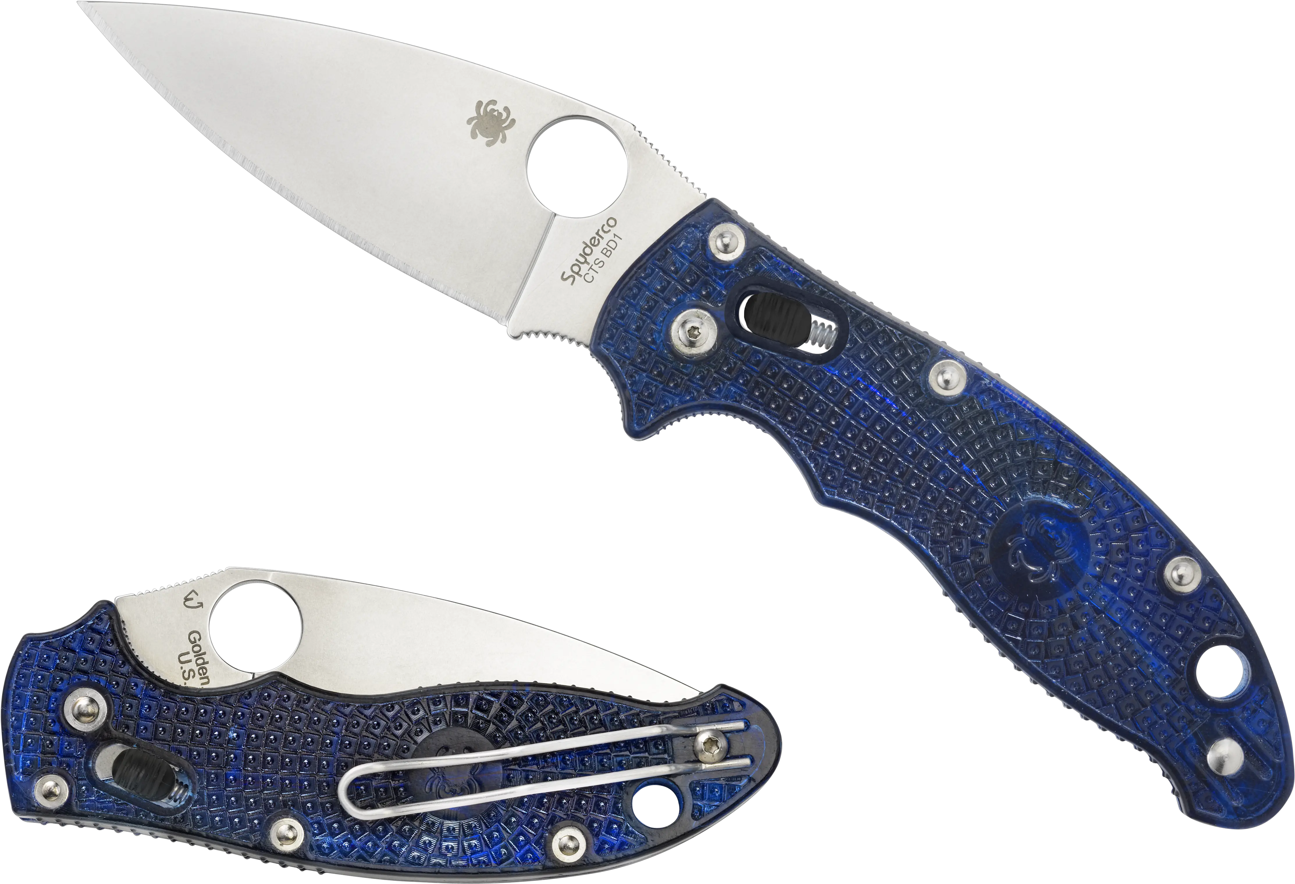 Manix 2 Frcp Blue Spyderco Inc Spyderco Manix 2 Translucent Blue Png Knife Transparent