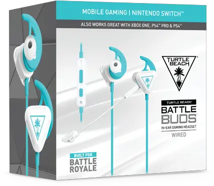 Battle Buds In Ear Gaming Headset Whiteteal U2013 Turtle Turtle Beach Battle Buds White Png Boom Beach Logo