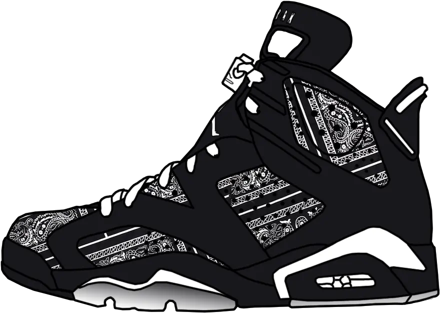 Jordan Retro Vi Black Black Bandana Jordan Shoes Png Jordan Shoe Png