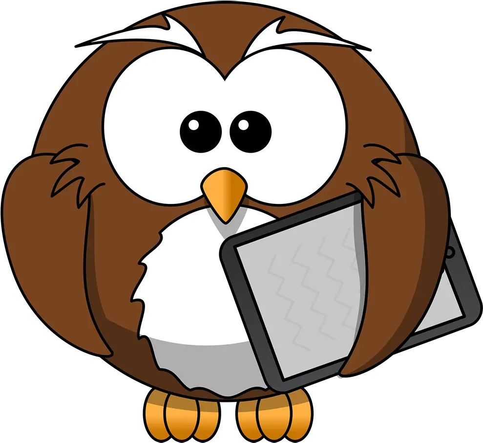 Cartoon Owl With Tablet Tim Le Dessin De La Poésie De La Grève Des Sapins De Dominique Dimey Png Owl Transparent