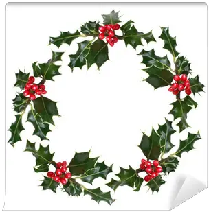 Holly Wreath Wall Mural U2022 Pixers We Live To Change Holly Leaf And Berries Png Holly Garland Png