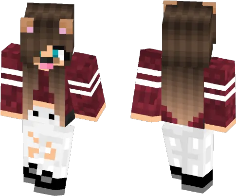 Minecraft Wolf Girl With Dark Minecraft Girl Skin Red Pvp Girl Png Snapchat Dog Filter Png