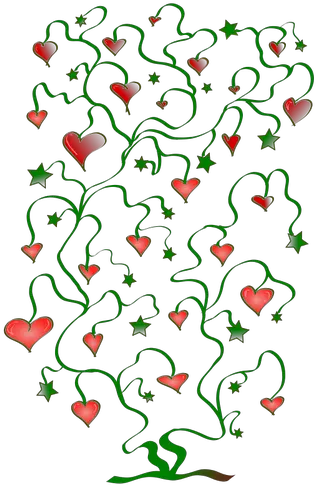 Tree Of Hearts With Leaves Stars Vector Graphics Free Svg Gambar Vector Hati Tanaman Png Stars Vector Png