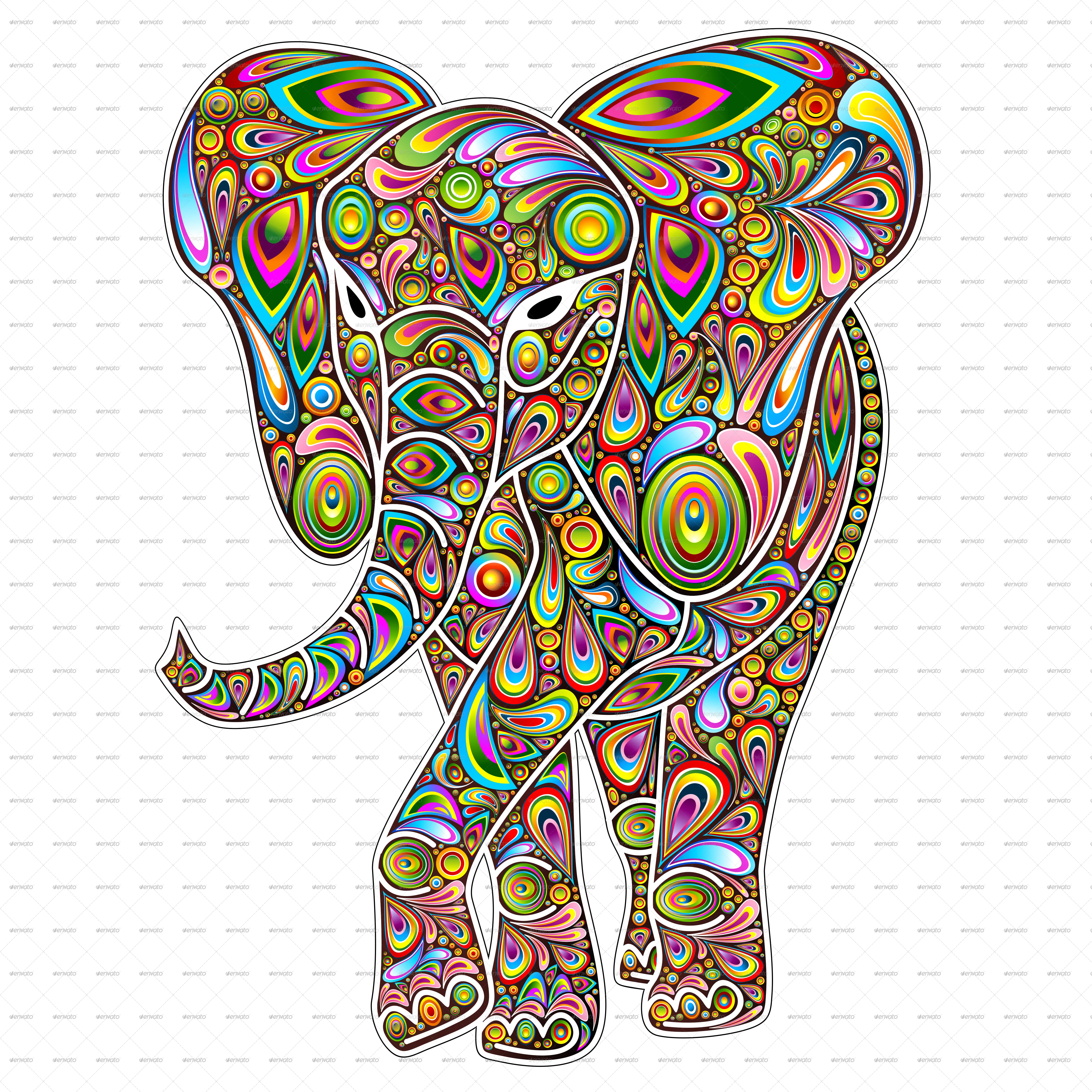 Elefante Ebern Designs Grace Indian Elephant Figure With Psycadelic Trippy Elephant Drawing Lsd Png Trippy Png