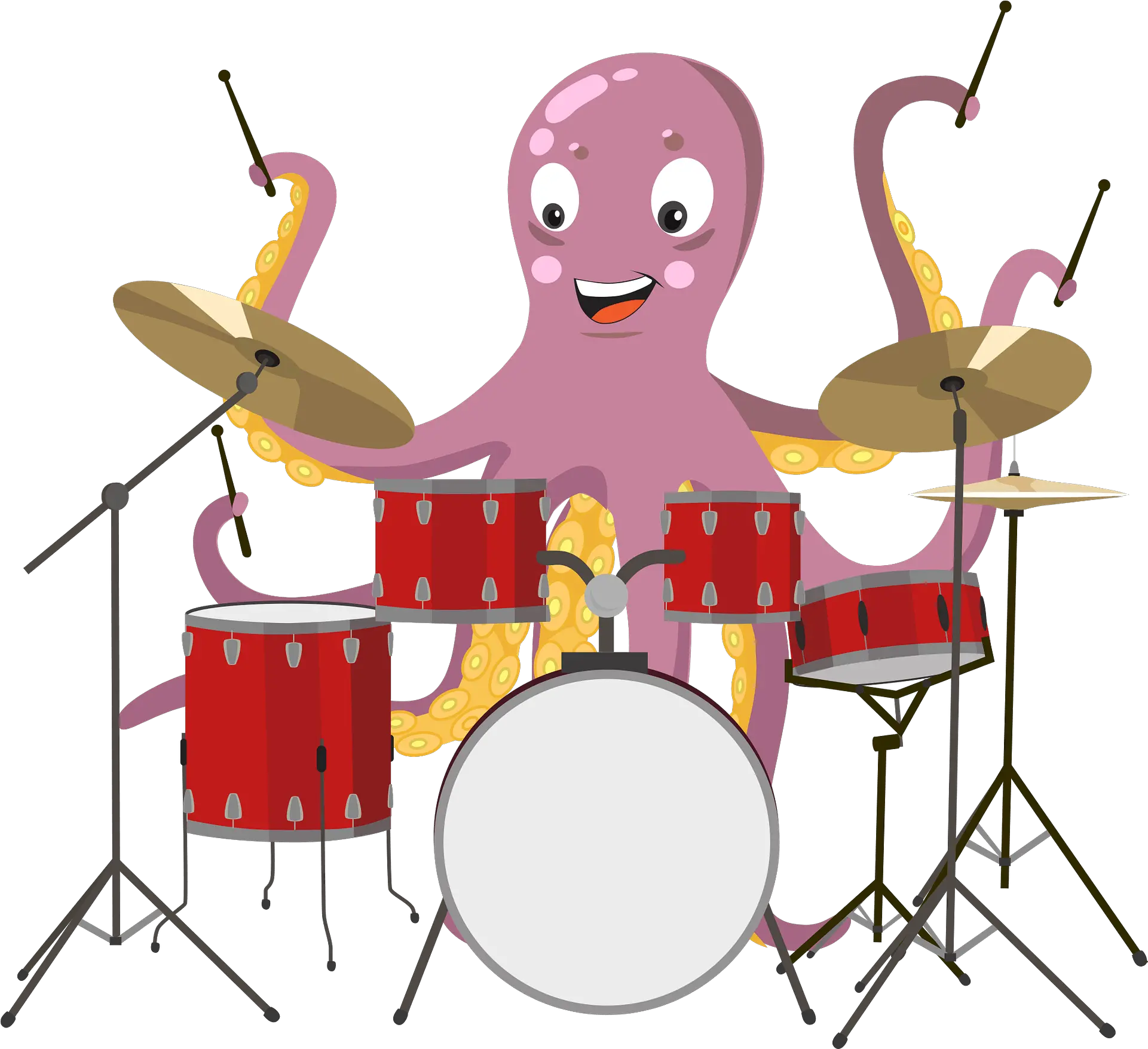 Octopus Playing Drum Clipart Free Download Transparent Png Playing Drum Clipart Drum Set Transparent Background