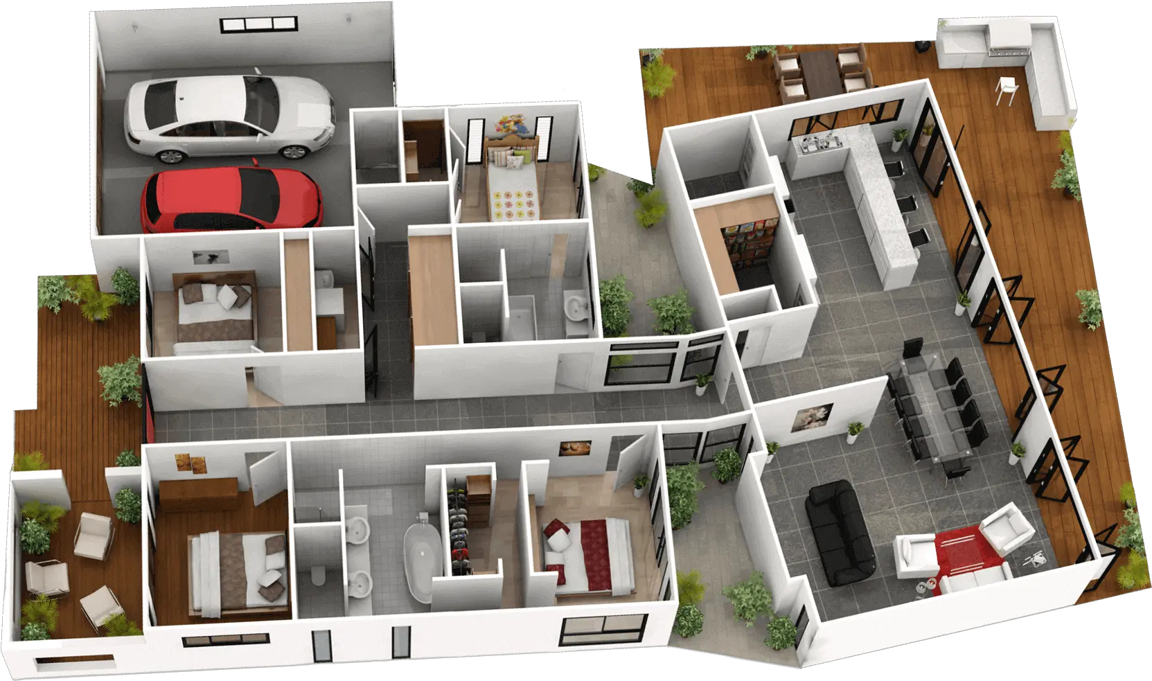 Download Bedroom 1 Ensuite 2 3 4 Two Bedroom Tiny House Floor Plans Png Bedroom Png