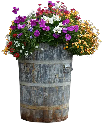 A Tall Wood Barrel Planter Filled With Wooden Flower Pot Png Planter Png