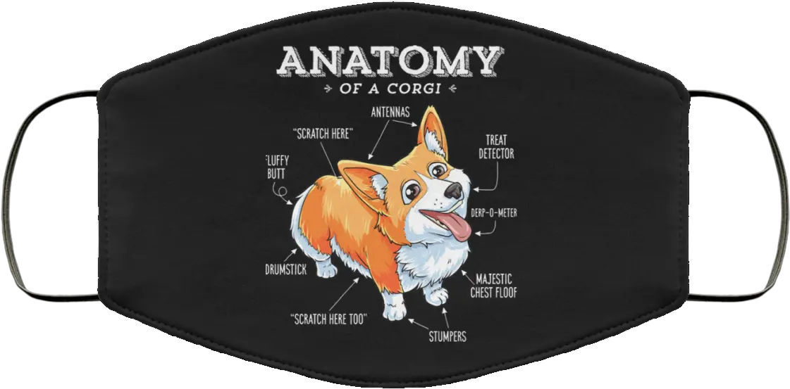 Anatomy Of A Corgi Face Mask Funny Corgis Dog Puppy Washable Crocs Face Mask Png Corgi Transparent