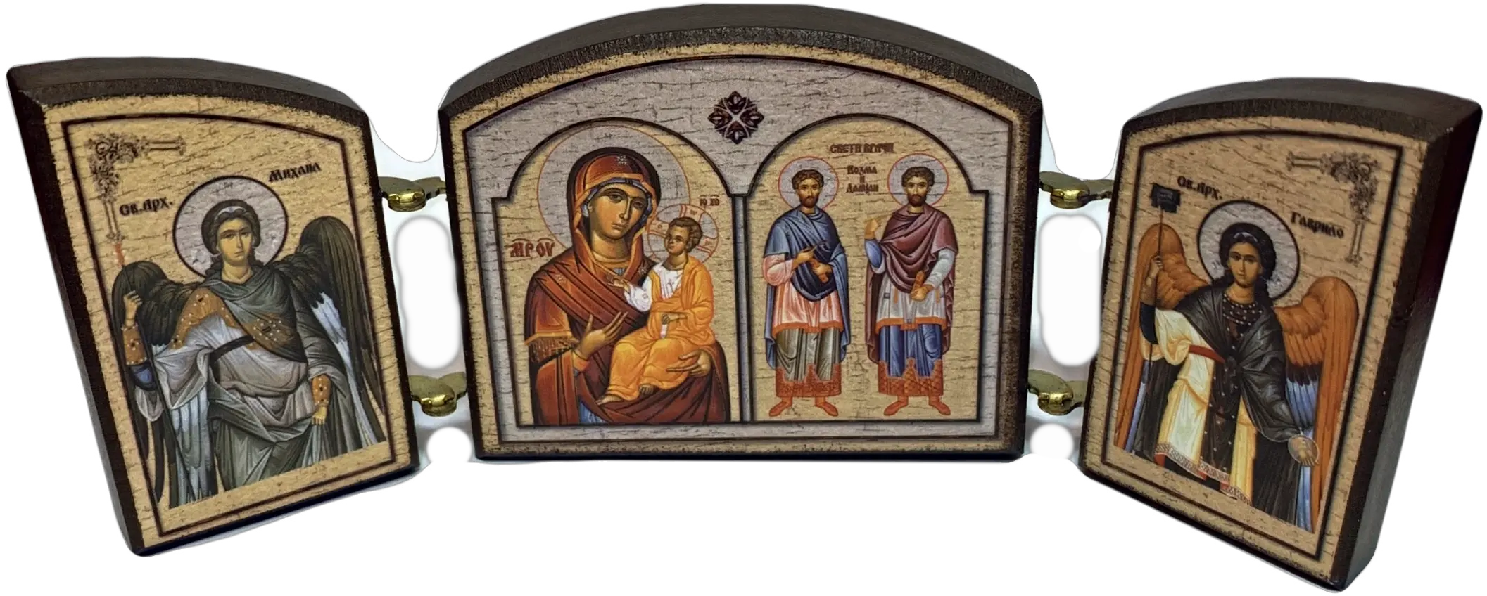 Triptych Sts Cosmas And Damian Sveti Vraci Kozma I Damjan Small Icons Theodule Press Religious Item Png Nativity Of The Theotokos Icon