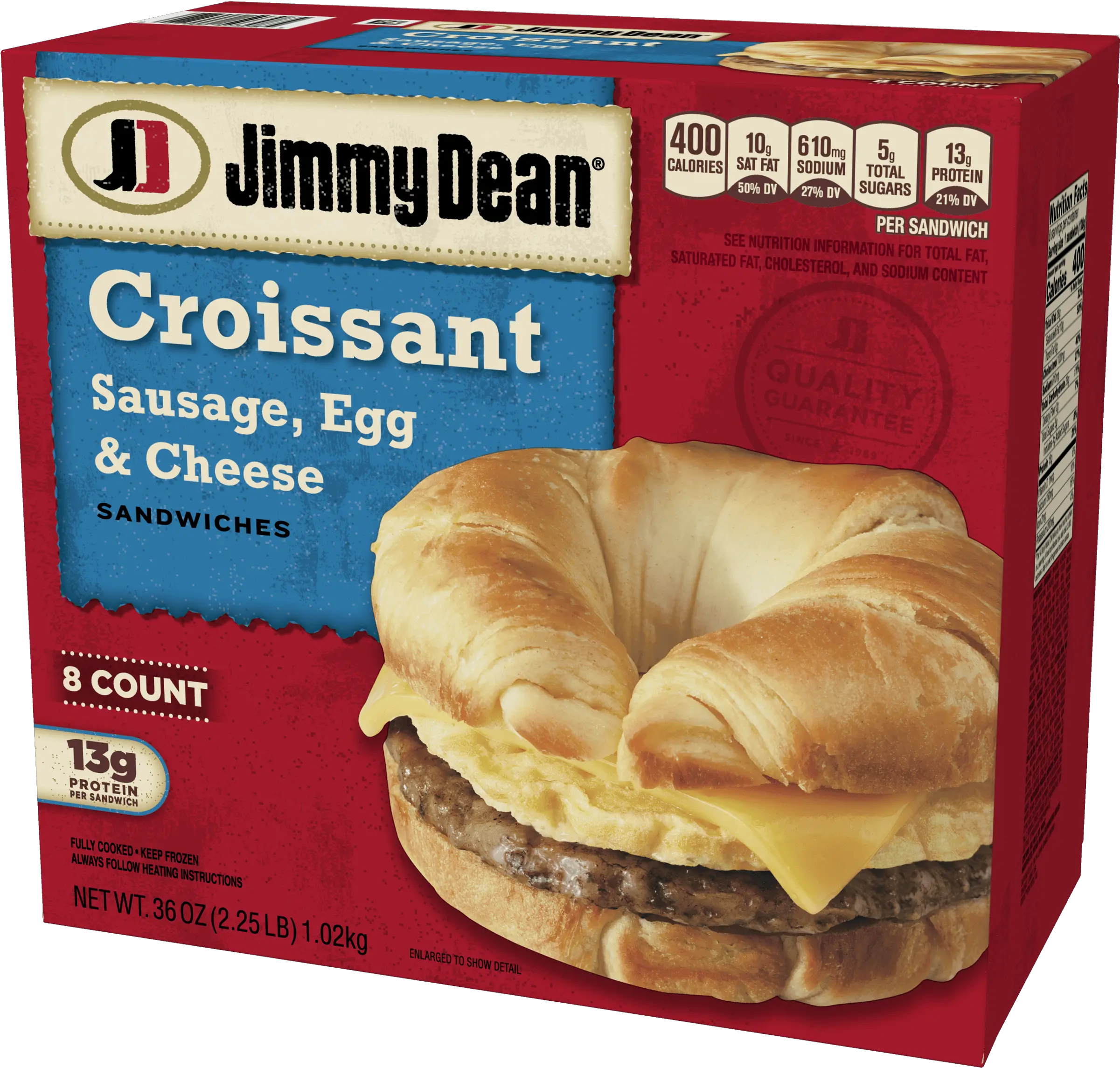 Jimmy Dean Sausage Egg U0026 Cheese Croissant Sandwiches 8 Count Frozen Jimmy Dean Ham And Cheese Croissant Png Croissant Transparent