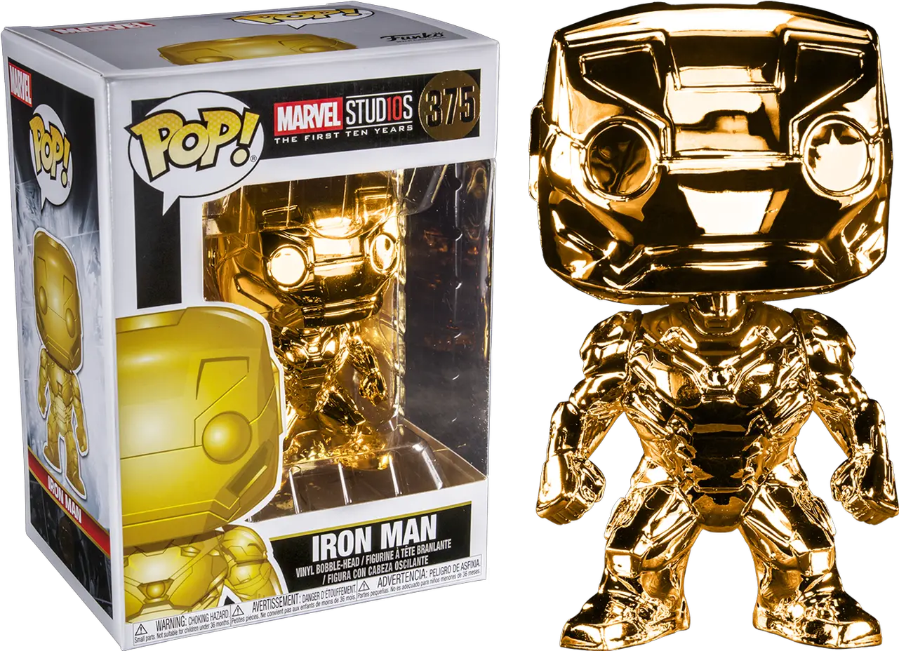 Marvel Studios The First Ten Years Iron Man Gold Chrome Funko Pop Marvel First Ten Years Png Marvel Studios Png