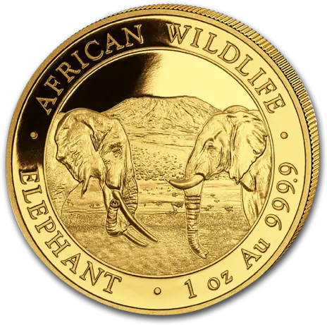 2020 1 Oz Somalia Elephant 9999 Gold Coin Bu Gold Coin 2020 Bullion Png Coin Transparent