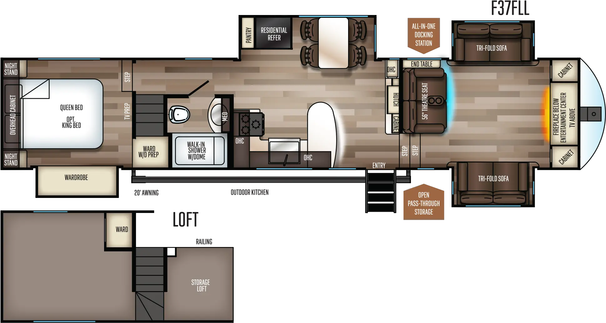 2022 Forest River Sabre Cobalt Edition 37fll Bunkhouse Fifth Png 5th Wheel Trailer Icon