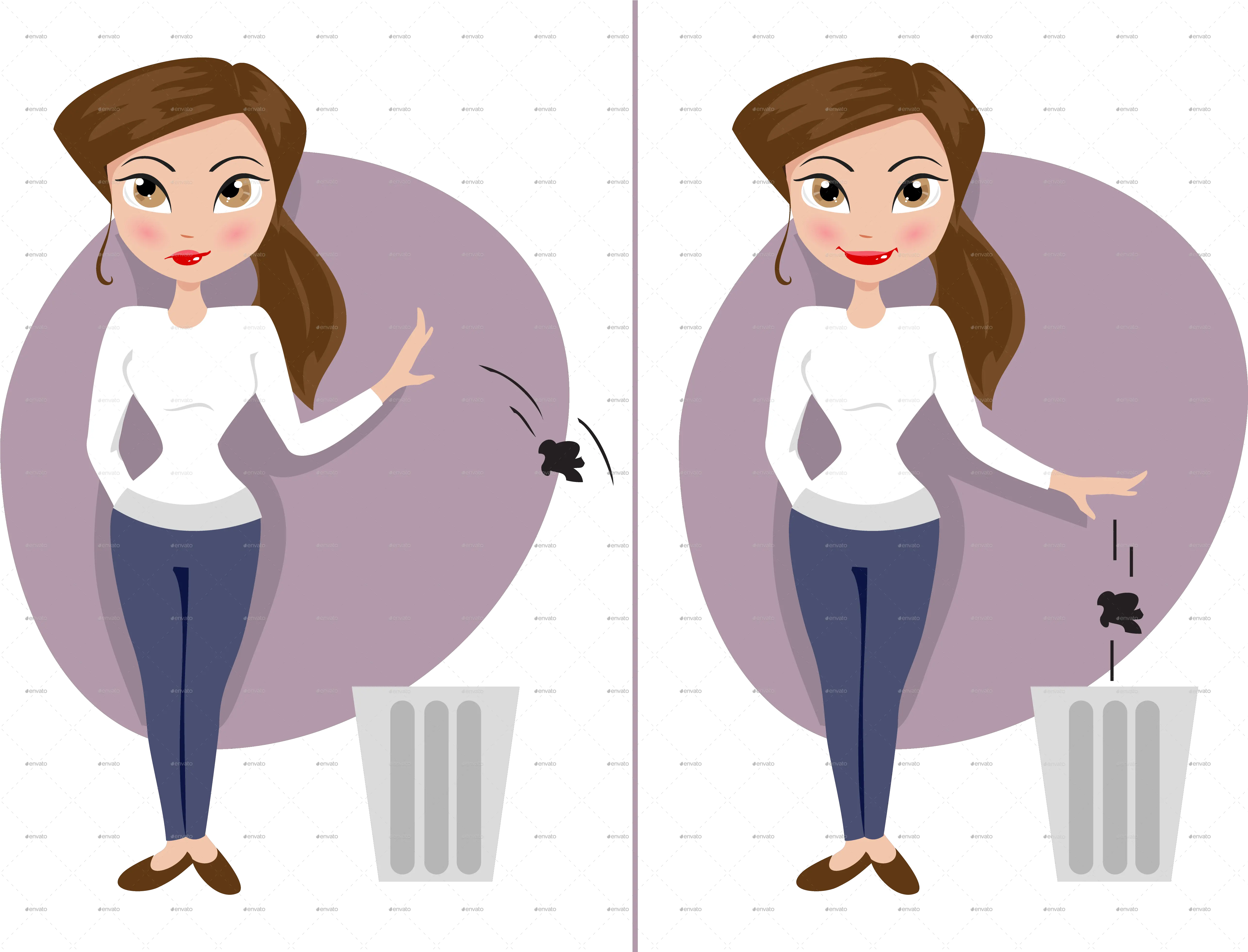 Garbage Throwing Away Trash Animated Full Size Girl Throwing Garbage Cartoon Png Garbage Png