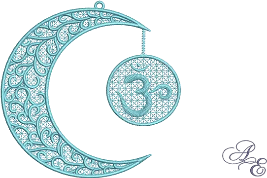 Art Of Embroidery Crescent Moon Om Freestanding Lace Triple Moon Design Transparent Png Lace Png