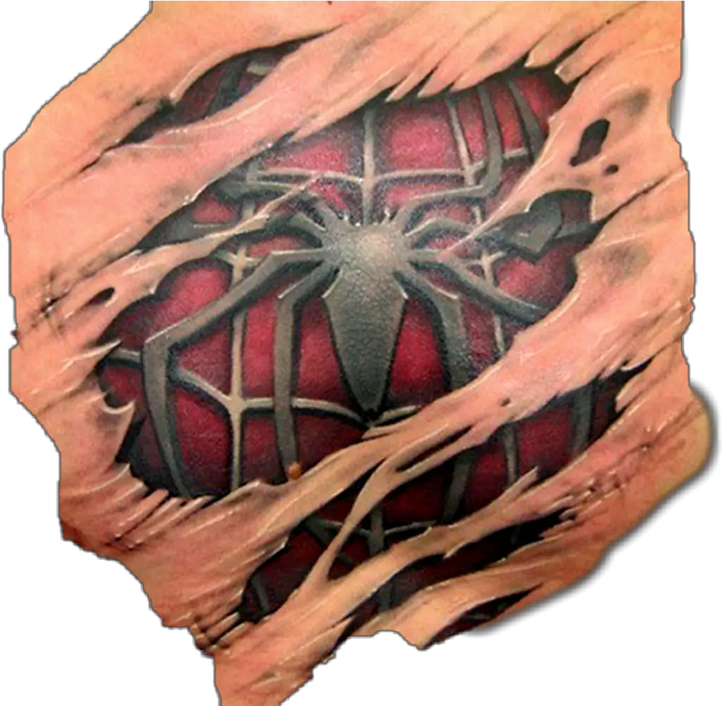 Download Ripped Skin Spiderman Tattoo Png Tear Drop Tattoo Png