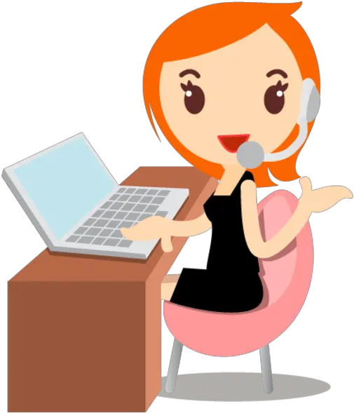Callcenter Girls Orange Icon Free Images Animated Call Centre Agent Png Contact Center Icon
