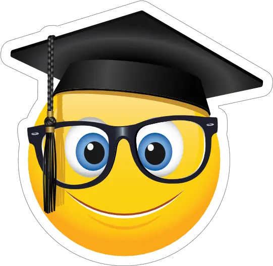 Cute Graduate With Glasses Emoji Sticker Emoticon Graduation Png Glasses Emoji Png