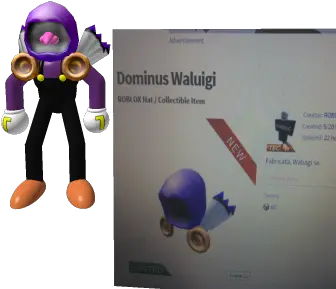 Dominus Waluigi Roblox Figurine Png Waluigi Hat Png