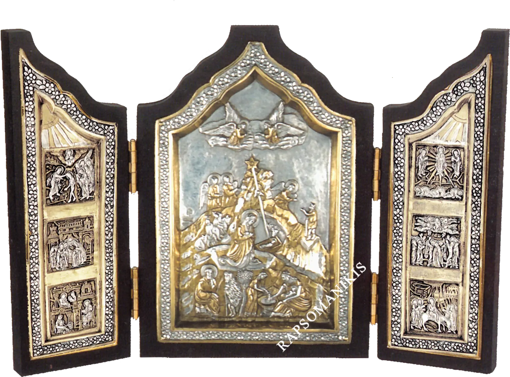 Byzantine Silver Icons The Birth Of Christ 603 B1 Greek Orthodox Icon Mary Png Byzantine Icon Of Christ