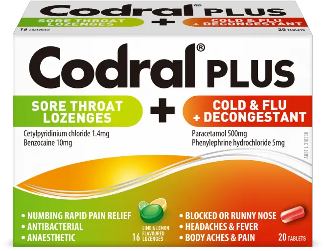 Codral Plus Sore Throat Lozenges Cold U0026 Flu Decongestant Codral Cold And Flu Tablets Png Cold Png