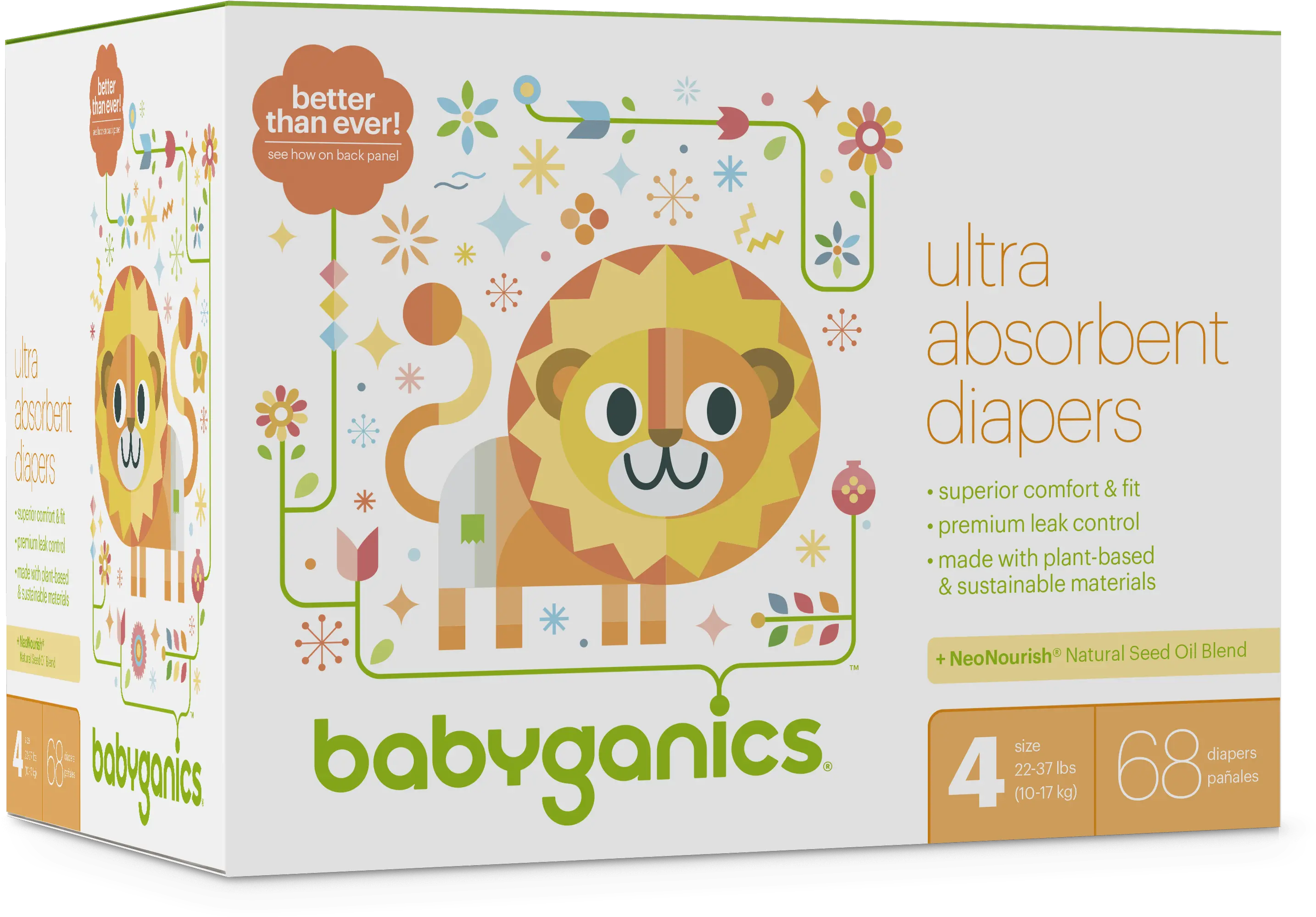 Babyganics Ultra Absorbent Diapers Size 4 68 Walmartcom Babyganic Diapers Size Chart Png Pampers Logo