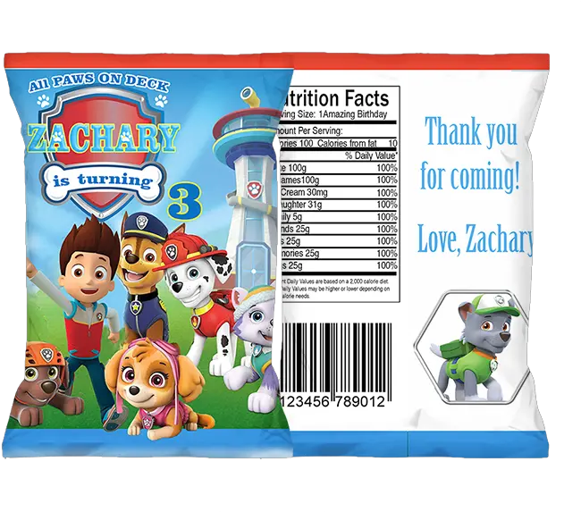 Personalized Paw Patrol Chip Bags Cartoon Png Bag Of Chips Png