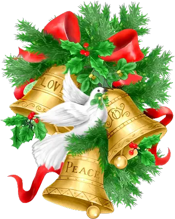 Christmas Pine Branch Golden Bells And Doves Png Clipart Compliments Of The Season Greetings Pine Branch Png