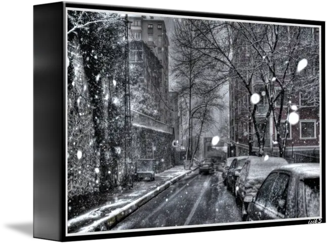 On The Road While Snowing By Isik Mater Snowy Street Png Snowing Transparent