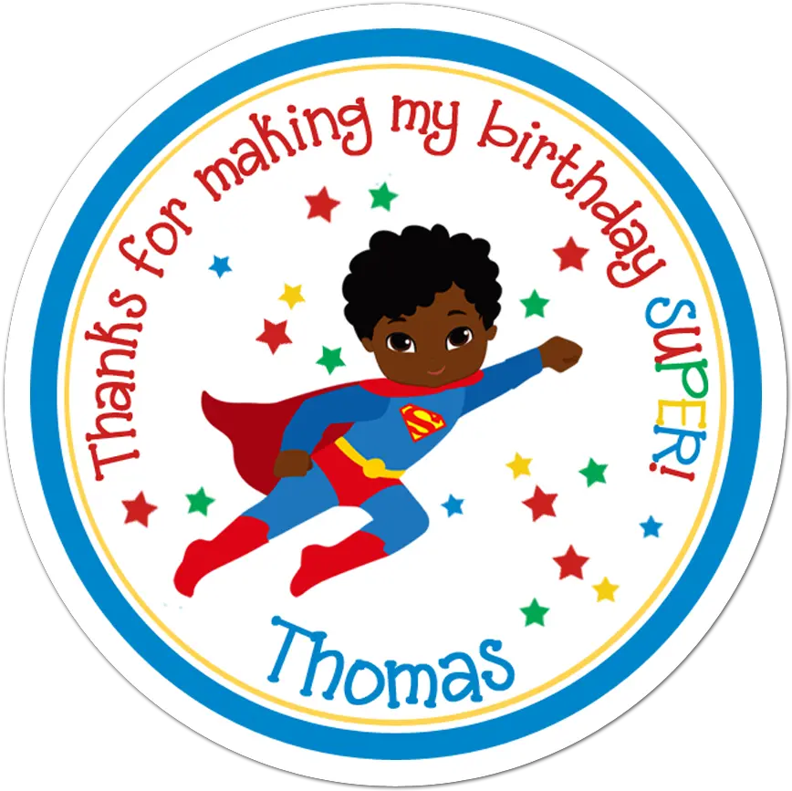 African American Superman Personalized Birthday Favor Sticker Captain America Personalized Sticker Png Superman Flying Png