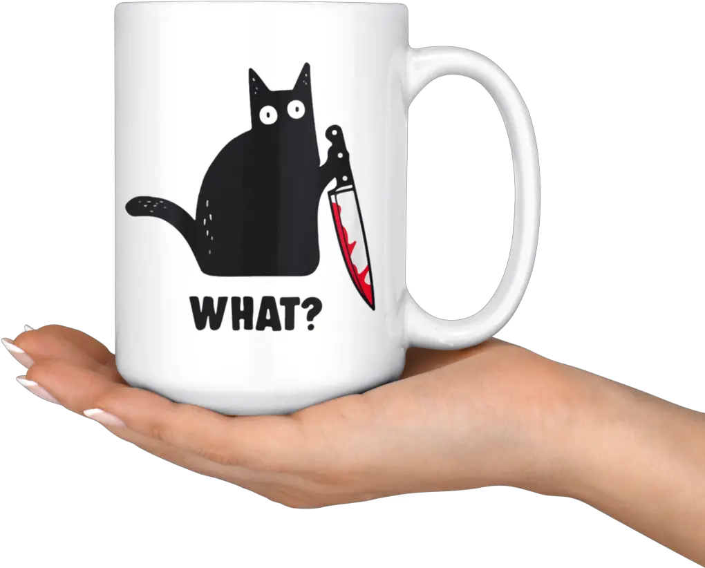 Black Cat Bloody Knife What Mug 15 Black Cat With Knife Png Knife Cat Meme Transparent