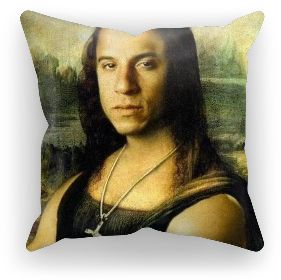 Vin Diesel As The Mona Lisa Sublimation Cushion Cover Vin Diesel Mona Lisa Png Vin Diesel Png