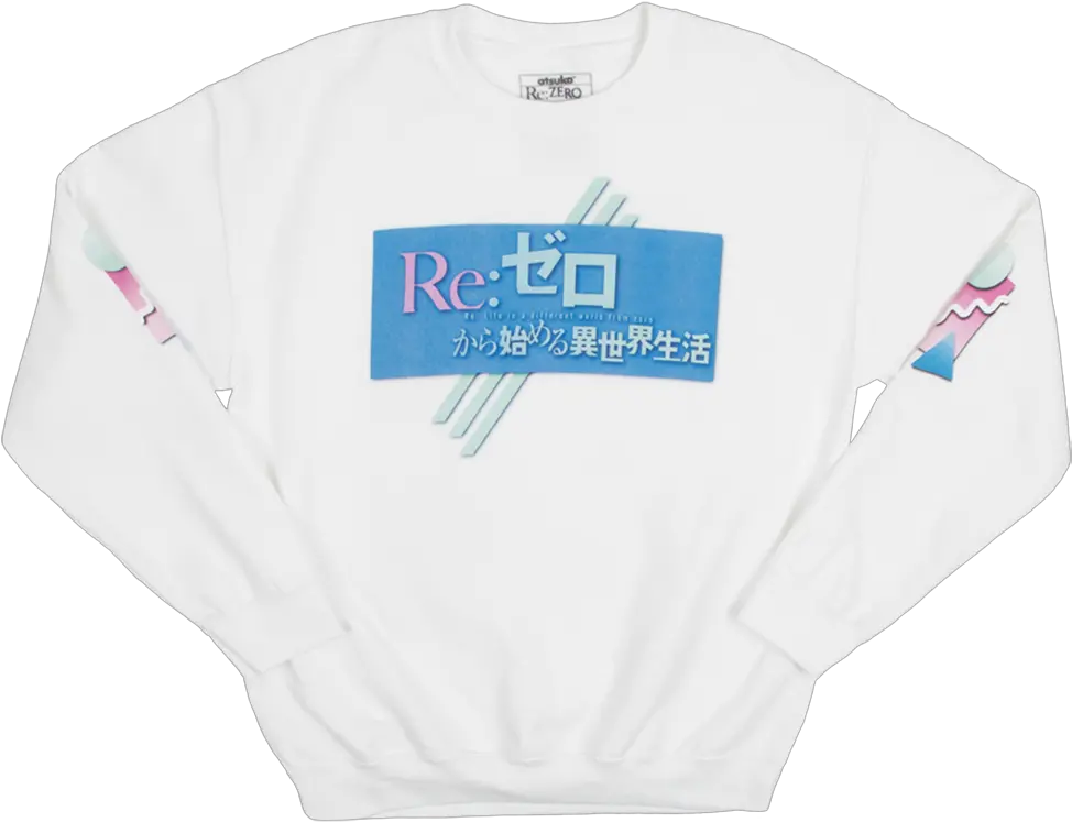 Rezero Rem Ram White Crew Neck Sweatshirtu2013 Atsuko Long Sleeve Png Rem Re Zero Png