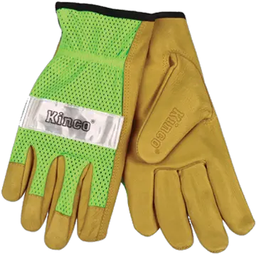 Kinco 908 Hi Vis Green Unlined Mesh Back W Grain Pigskin Safety Glove Png Icon Arc Leather Gloves