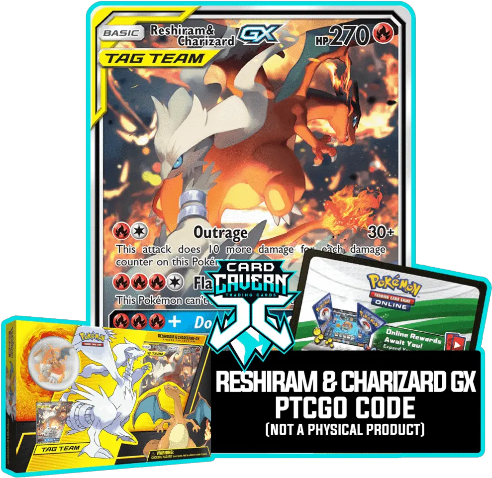 Reshiram U0026 Charizard Gx Sm201 Ptcgo Code Pokemon Tag Team Charizard Png Charizard Transparent
