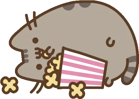 Fat Cat Sticker Fat Cat Popcorn Discover U0026 Share Gifs Pusheen With Popcorn Gif Png Fat Cat Icon