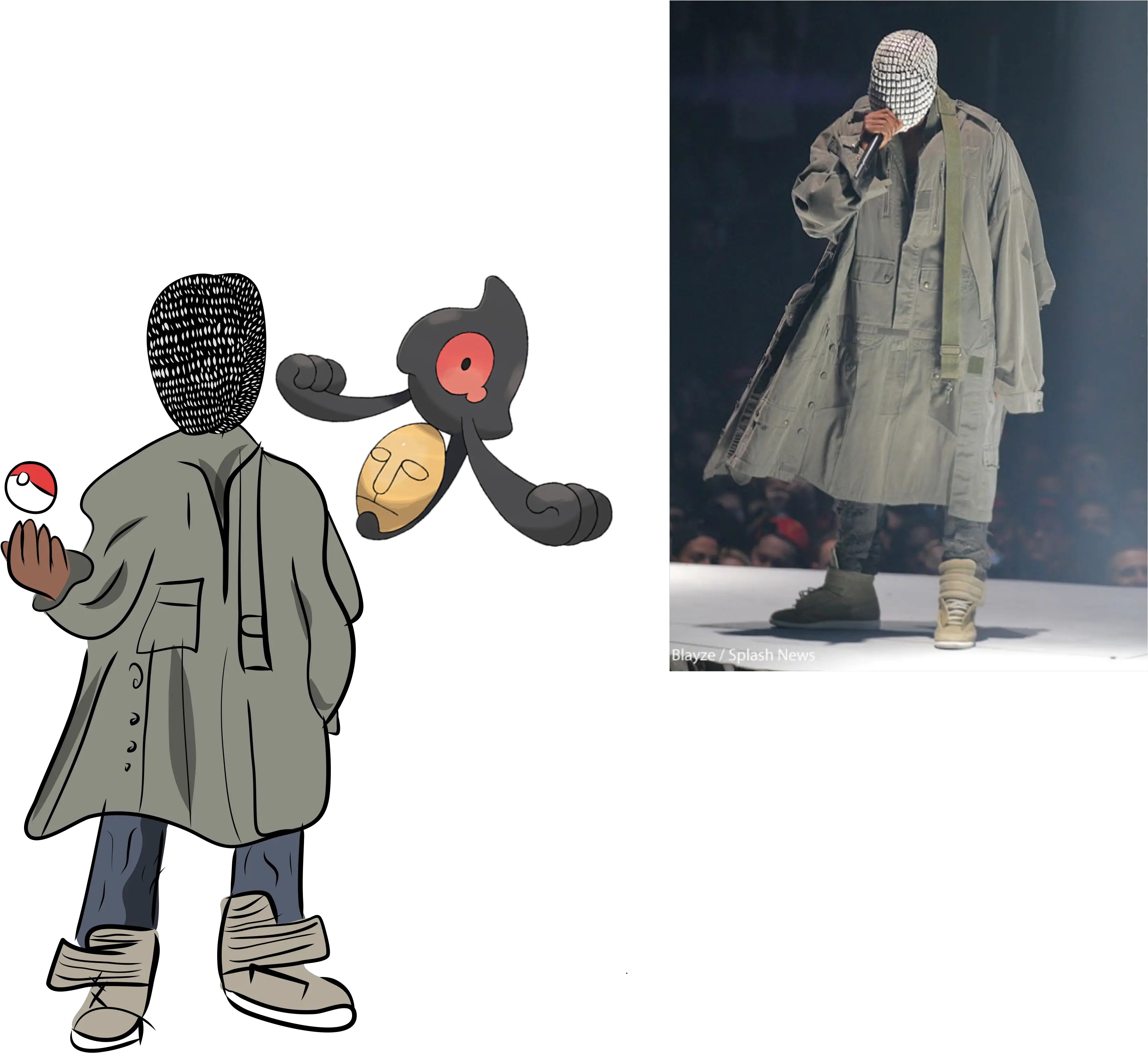 Quick Sketch Of Kanye As A Pokémon Trainer Kanye West Ye Outfit Png Kanye Face Png