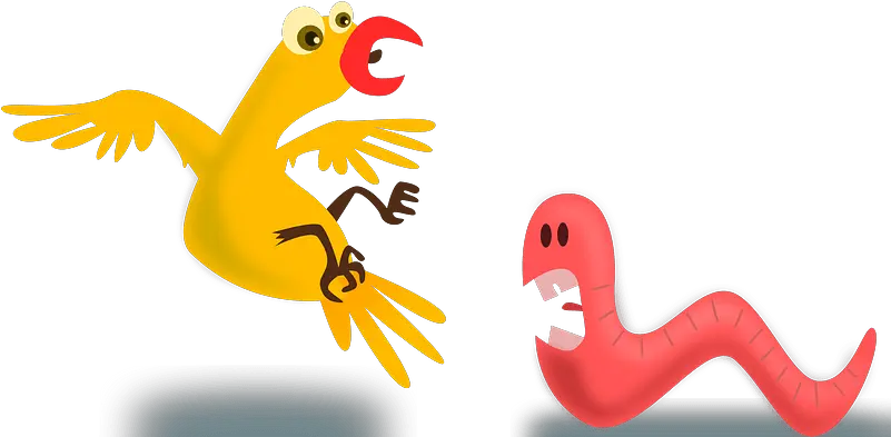 Pink Early Worm Snarling Early Worm Catches The Bird Png Scared Eyes Png