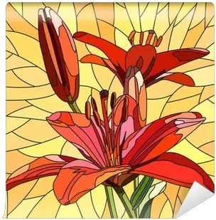 Vector Illustration Of Flower Red Lilies Wall Mural U2022 Pixers We Live To Change Fleur Mosaique Png Lilies Png