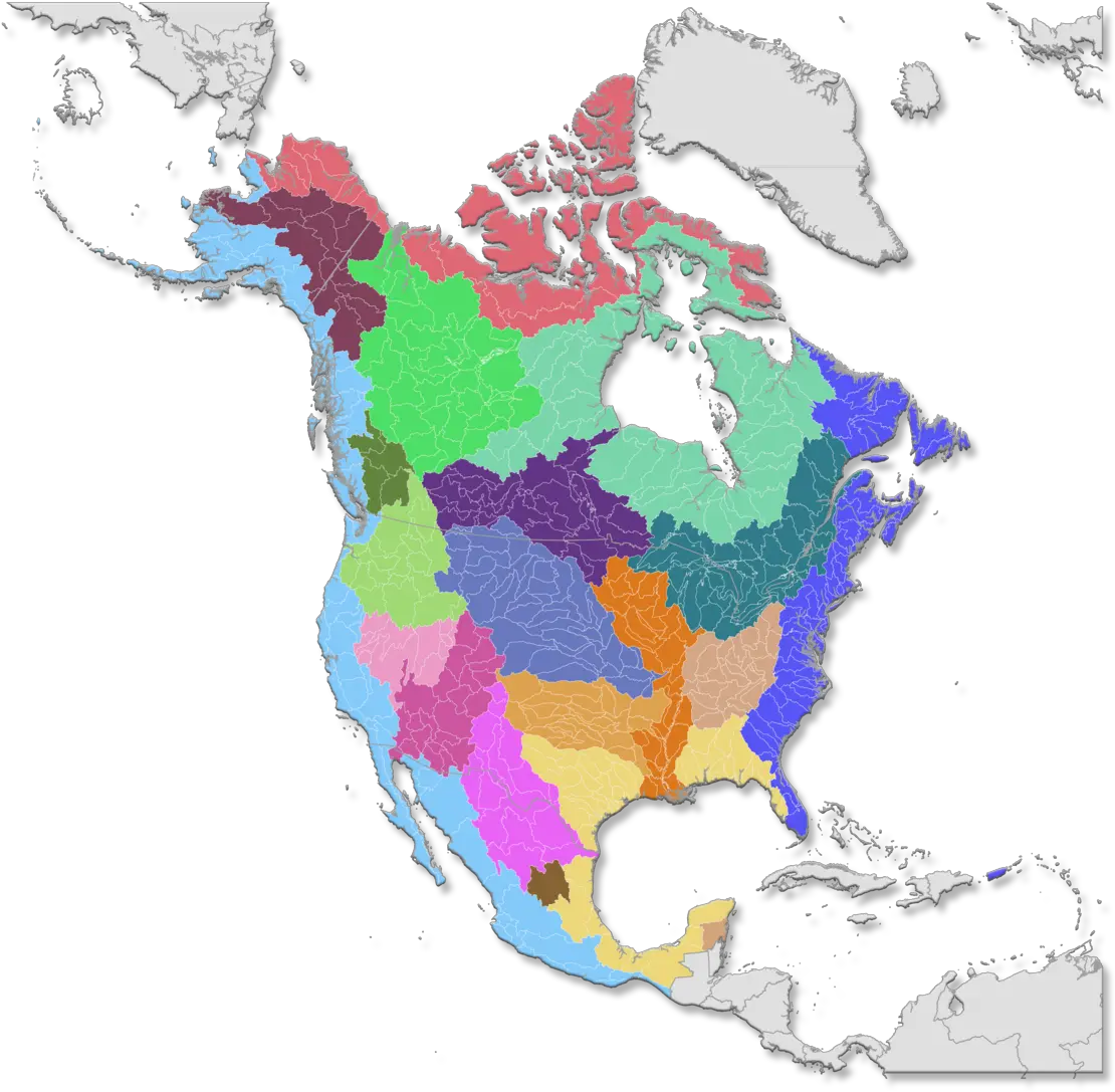 Watershed Map Of North America North America Watershed Map Png North America Png