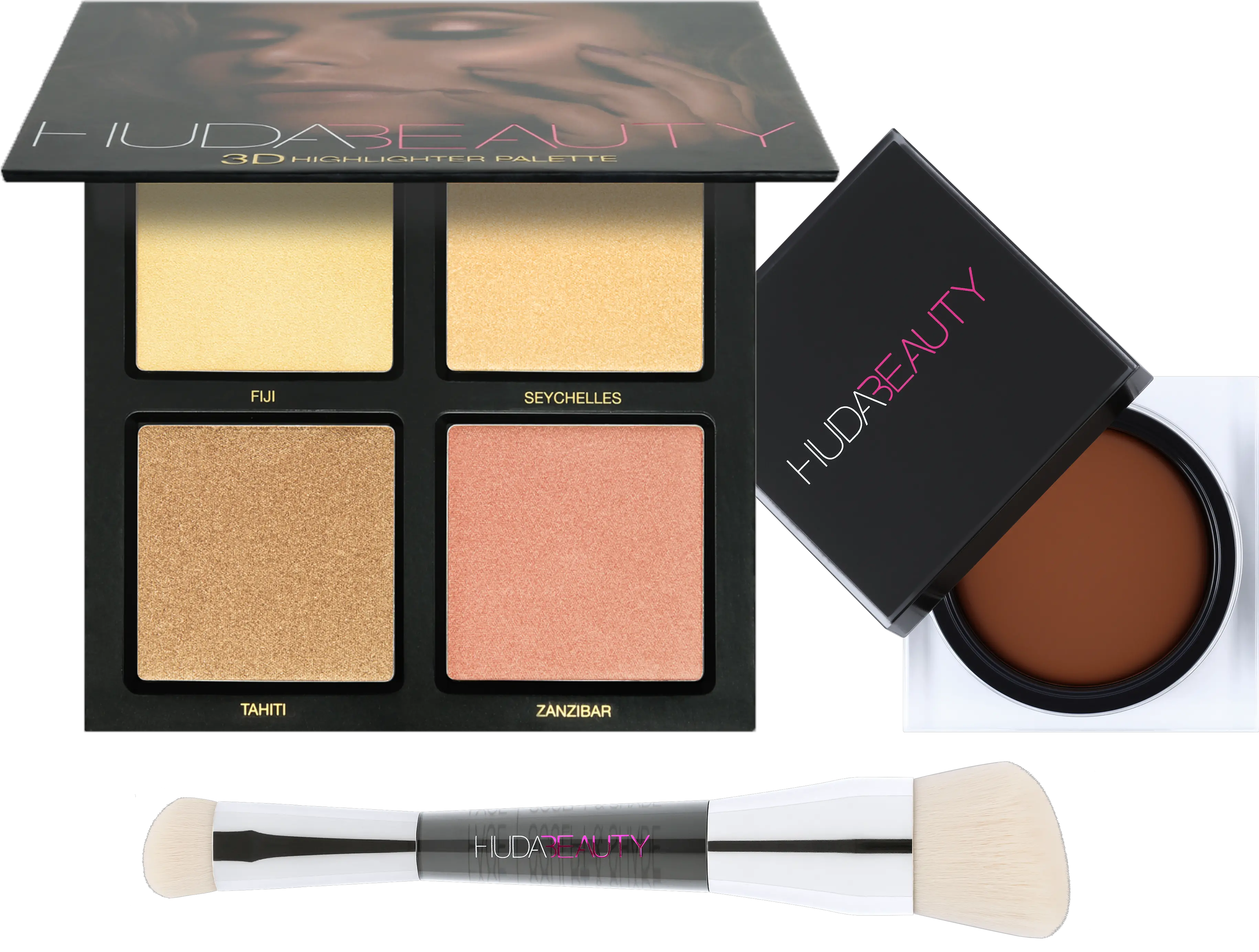 The Glow Up Set Huda Beauty Pink Sands Highlighter Png Glowing Eyes Png