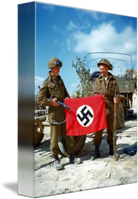 Canadian Soldiers With A Captured Nazi Flag By Celestial Images Canadian War Crimes Ww1 Png Nazi Flag Png
