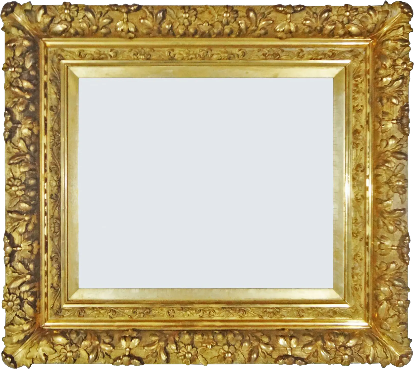 Antique French Louis Xiii Style Barbizon Gilt Wood Gesso Musée Png Mirror Frame Png