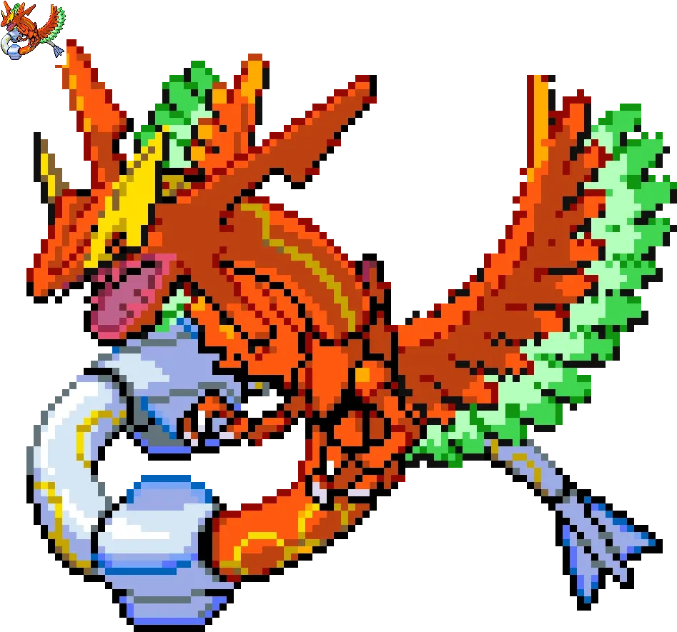 Ho Oh Lugia And Raquazia Fusion Character Disney Easy Perler Bead Pokémon Png Lugia Png