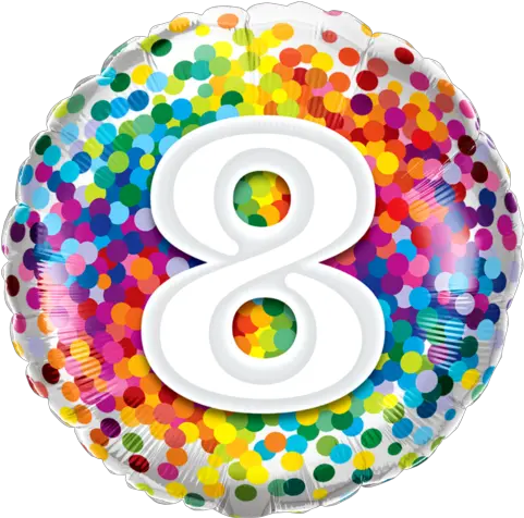 8th Rainbow Confetti Foil Balloon 7th Birthday Balloons Png Confetti Background Png